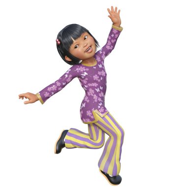 3D çizim, illüstrasyon, Asyalı çocuk