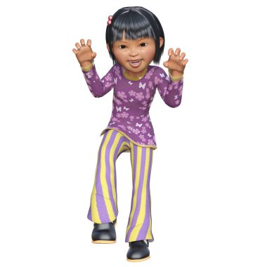 3D çizim, illüstrasyon, Asyalı çocuk