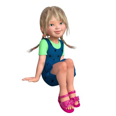 3 boyutlu tasvir, illüstrasyon, beyaz sarışın çocuk.