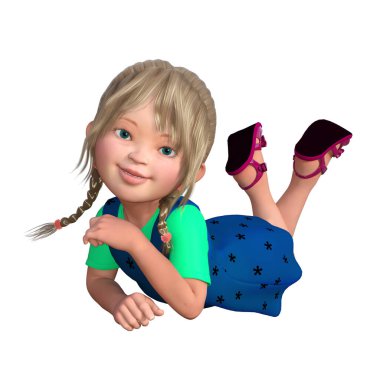 3 boyutlu tasvir, illüstrasyon, beyaz sarışın çocuk.