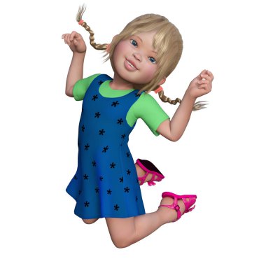 3 boyutlu tasvir, illüstrasyon, beyaz sarışın çocuk.