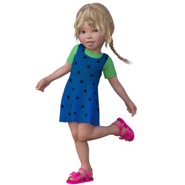 3 boyutlu tasvir, illüstrasyon, beyaz sarışın çocuk.