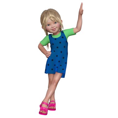 3 boyutlu tasvir, illüstrasyon, beyaz sarışın çocuk.