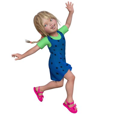 3 boyutlu tasvir, illüstrasyon, beyaz sarışın çocuk.