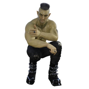 3 boyutlu tasvir, illüstrasyon, genç seksi ork erkek