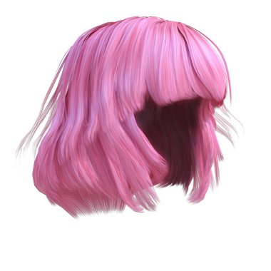 3 boyutlu çizim, illüstrasyon, kâküllü saç stili pembe