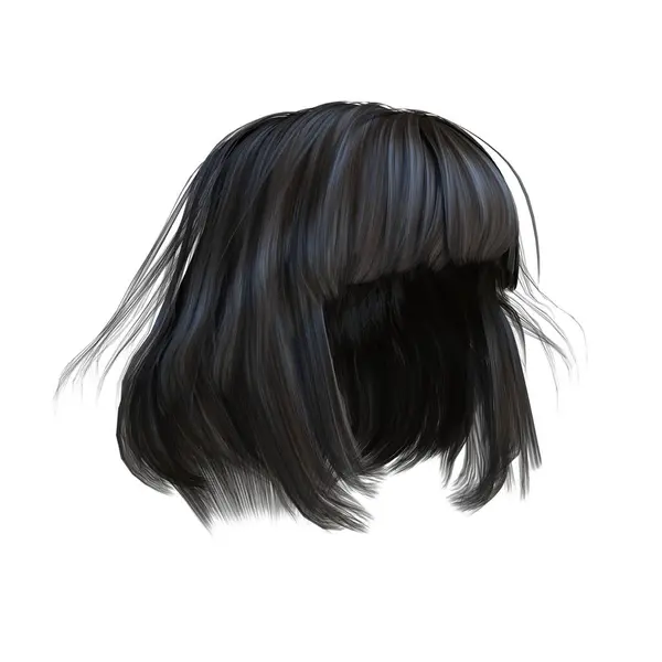 Çizim Illüstrasyon Saç Stili Siyah Bob — Stok fotoğraf