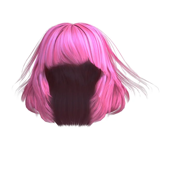 Render Illustration Bob Bangs Hair Style Pink — Stock Photo, Image