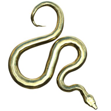 3D çizim, illüstrasyon, yılan eski altın