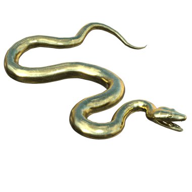 3D çizim, illüstrasyon, yılan eski altın