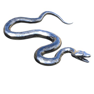 3D çizim, illüstrasyon, yılan eski gümüş.