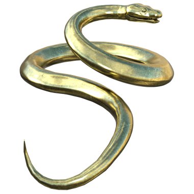 3D çizim, illüstrasyon, yılan eski altın