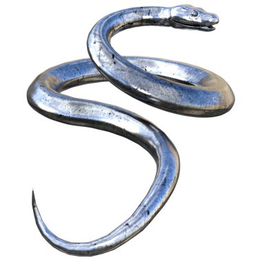 3D çizim, illüstrasyon, yılan eski gümüş.