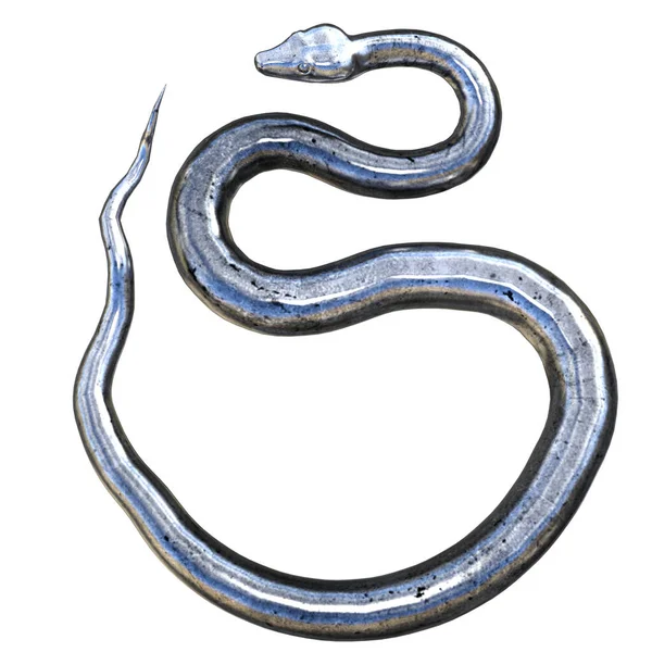 3D çizim, illüstrasyon, yılan eski gümüş.