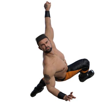 3 boyutlu çizim, illüstrasyon, üstsüz kaslı, erkek, koyu saçlı sakallı.,