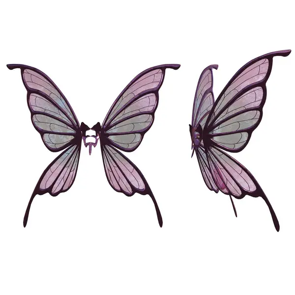 3D çizim, illüstrasyon, kanatlar, periler, kelebekler, mor