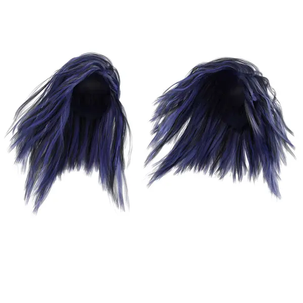 3D çizim, illüstrasyon, şehir fantezi saçı uzun, mavi