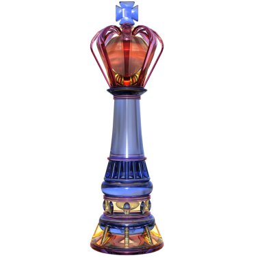 Satranç kristali kral 3 boyutlu canlandırma, illüstrasyon