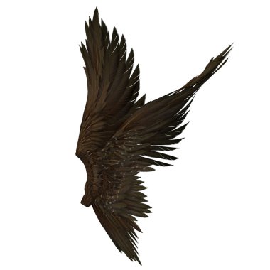 3D çizim, illüstrasyon, şehir fantezi meleği, kuş tüyü kanatlar kahverengi