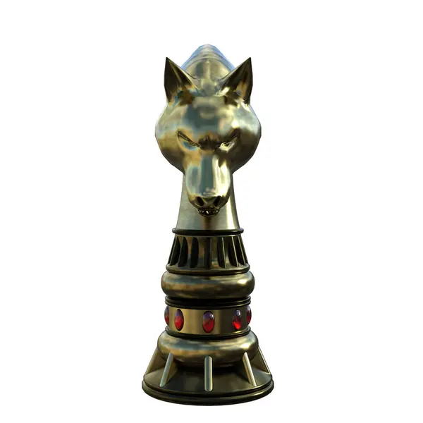 stock image Chess gold knight 3D render, illustration