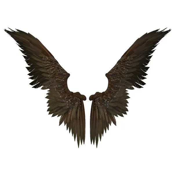 3D çizim, illüstrasyon, şehir fantezi meleği, kuş tüyü kanatlar kahverengi