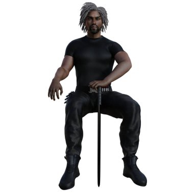 3 boyutlu tasvir, illüstrasyon, şehir fantezisi, Afrikalı erkek sihirbaz vampir avcısı