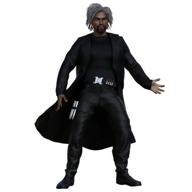 3 boyutlu tasvir, illüstrasyon, şehir fantezisi, Afrikalı erkek sihirbaz vampir avcısı