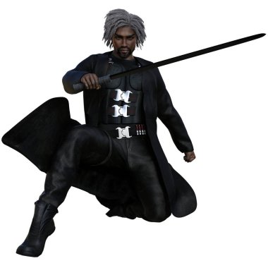 3 boyutlu tasvir, illüstrasyon, şehir fantezisi, Afrikalı erkek sihirbaz vampir avcısı