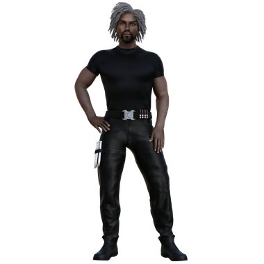 3 boyutlu tasvir, illüstrasyon, şehir fantezisi, Afrikalı erkek sihirbaz vampir avcısı