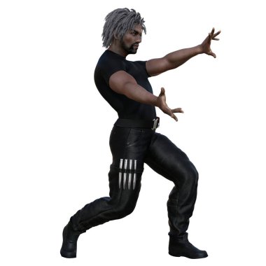 3 boyutlu tasvir, illüstrasyon, şehir fantezisi, Afrikalı erkek sihirbaz vampir avcısı