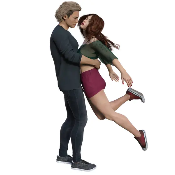 3D çizim, illüstrasyon, şehirli fantezi çifti