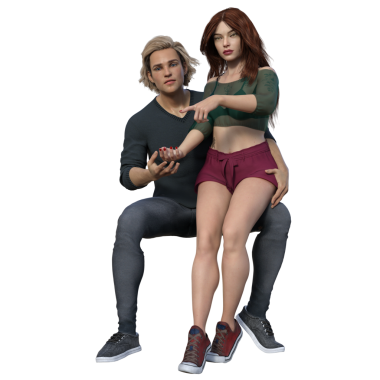 3D çizim, illüstrasyon, şehirli fantezi çifti