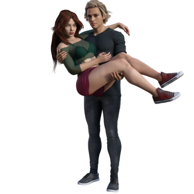 3D çizim, illüstrasyon, şehirli fantezi çifti