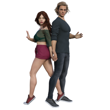 3D çizim, illüstrasyon, şehirli fantezi çifti