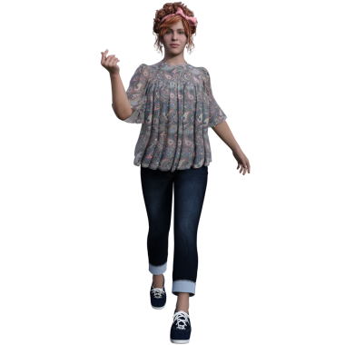 Samimi kurgu kızıl saçlı kadın.