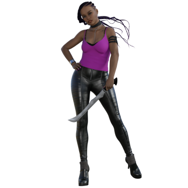 3D render, illustration, urban fantasy, African American woman.