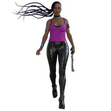 3D render, illustration, urban fantasy, African American woman.