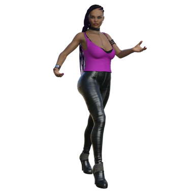 3D render, illustration, urban fantasy, African American woman.