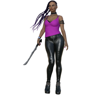 3D render, illustration, urban fantasy, African American woman.