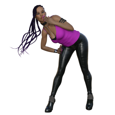3D render, illustration, urban fantasy, African American woman.