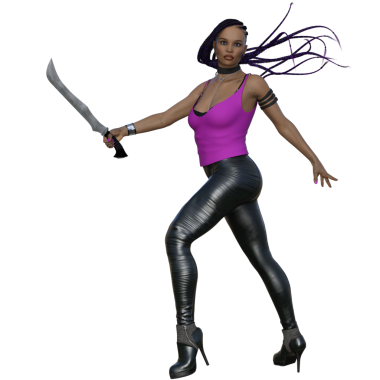 3D render, illustration, urban fantasy, African American woman.