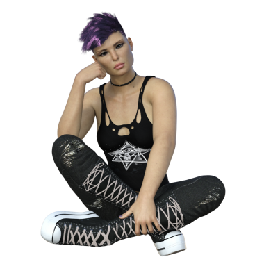 3 boyutlu canlandırma, illüstrasyon, genç yetişkin punk esinlenilmiş cadı