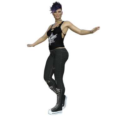 3 boyutlu canlandırma, illüstrasyon, genç yetişkin punk esinlenilmiş cadı