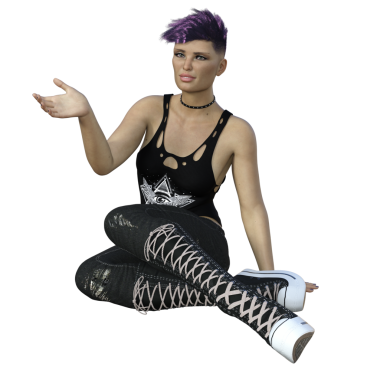 3 boyutlu canlandırma, illüstrasyon, genç yetişkin punk esinlenilmiş cadı