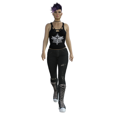 3 boyutlu canlandırma, illüstrasyon, genç yetişkin punk esinlenilmiş cadı