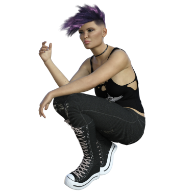 3 boyutlu canlandırma, illüstrasyon, genç yetişkin punk esinlenilmiş cadı