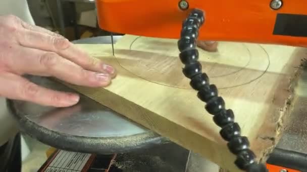 Tischlerei Holzwerkstatt Geschickter Unkenntlich Gemachter Handwerker Der Mit Holzwerkzeugen Innenräumen — Stockvideo