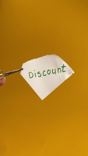 Concept Discount Limited Sale Offers Female Hand Holds Paper Inscription — Stock Video