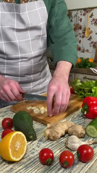 Concetto Culinario Ingredienti Preparazione Alimenti Fatti Casa Verticale Sparato Uomo — Video Stock