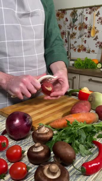 Culinair Concept Bereiding Ingrediënten Voor Zelfgemaakte Gerechten Verticaal Schoot Een — Stockvideo